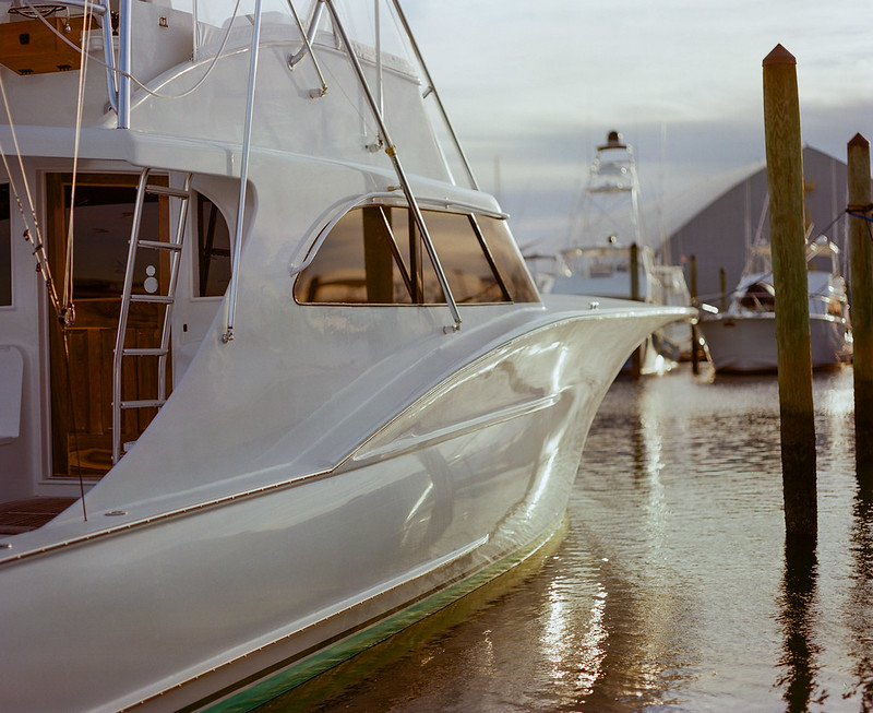 Marina at golden hour shot on Kodak Portra 400 in 120 format
